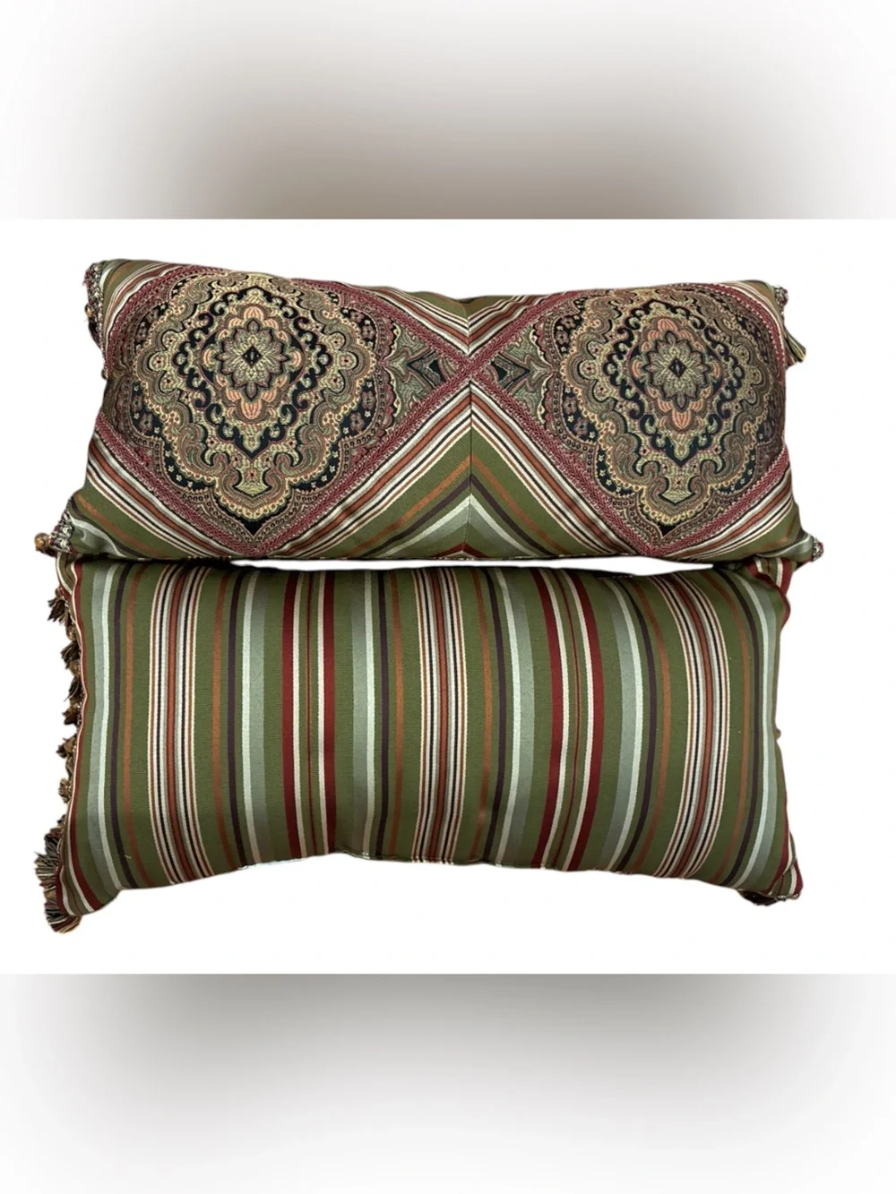 Decorative Paisley Medallion Throw Pillows - Green & Rust